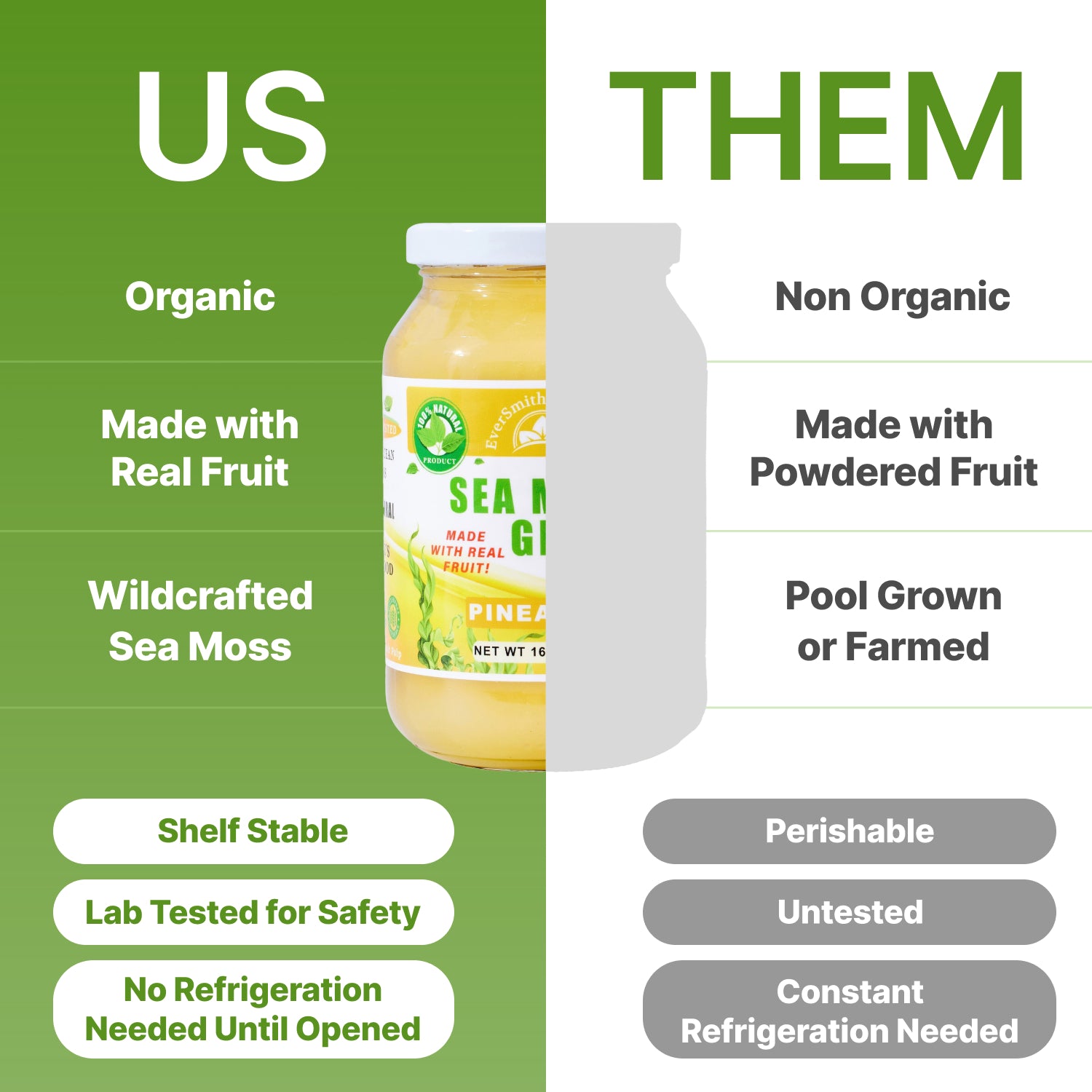 Organic Sea Moss Gel (16 oz) Pineapple Sea Moss Gel - Wildcrafted Sea Moss